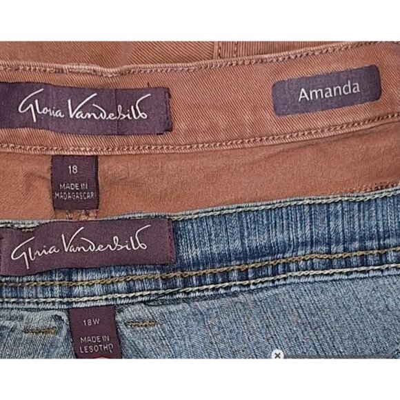 Gloria Vanderbilt Women's Size 18 Petite Blue And Pink Jeans 36x28 Lot Of Two - Picture 4 of 5
